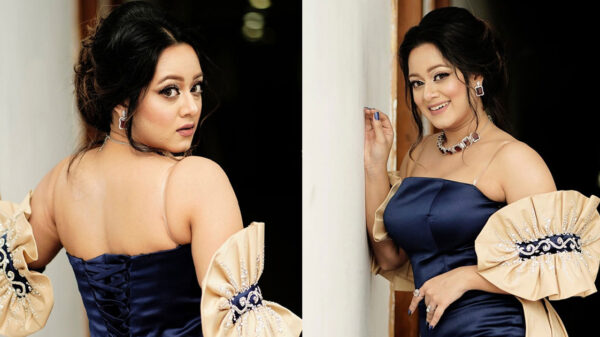 নীল-সোনালী গাউনে মোহনীয় দীঘি, মুগ্ধ ভক্তরা