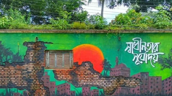 ২৮ জুলাই: দেয়াল লিখন ও গ্রাফিতিতে জানানো হয় অগ্নিঝরা প্রতিবাদ