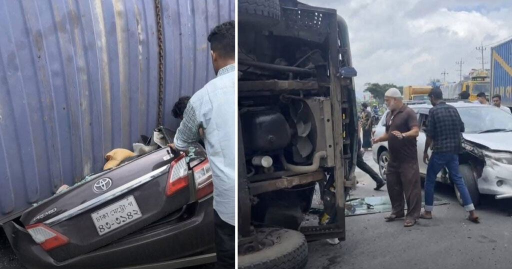 কুমিল্লায় প্রাইভেট কারের ওপর উল্টে পড়ল কাভার্ডভ্যান, নিহত ৪