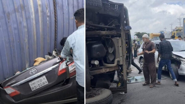 কুমিল্লায় প্রাইভেট কারের ওপর উল্টে পড়ল কাভার্ডভ্যান, নিহত ৪