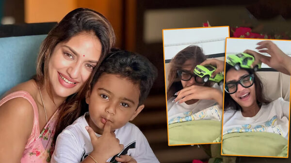 ছেলের সঙ্গে খুনসুটিতে মেতেছেন নুসরাত