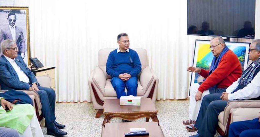 তারেক রহমানের সঙ্গে বাম জোটের শীর্ষ নেতাদের সাক্ষাৎ