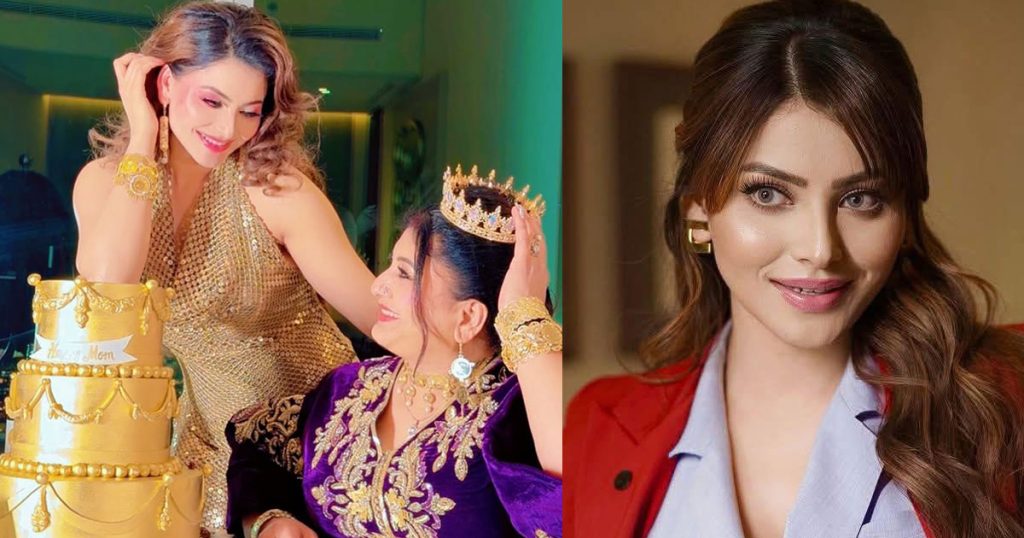 স্বর্ণের কেক কেটে মায়ের জন্মদিন উদযাপন উর্বশীর