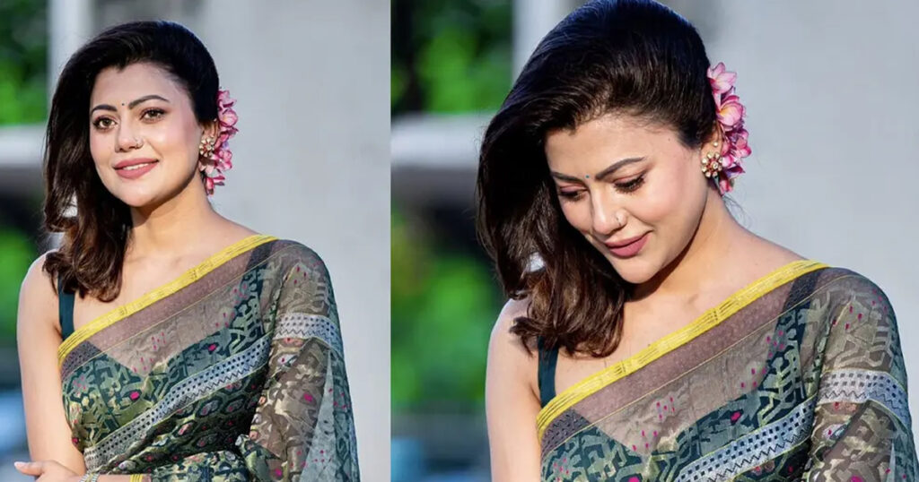 শাড়িতে স্নিগ্ধ তানজিকা আমিন